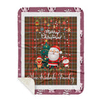Personalized Gift Tartan Plaid Blanket Clan MacKintosh Weathered With Funny Santa Snowman Reindeer Merry Christmas Gift Sherpa Blanket, blue plaid sherpa blanket,blue tartan sherpa blanket,Buchan,buffalo plaid sherpa blanket,christmas sherpa blanket,Christmas Throw Blanket