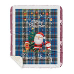 Personalized Gift Tartan Plaid Blanket Clan Thomson Blue With Funny Santa Snowman Reindeer Merry Christmas Gift Sherpa Blanket, blue plaid sherpa blanket,blue tartan sherpa blanket,Buchan,buffalo plaid sherpa blanket,christmas sherpa blanket,Christmas Throw Blanket