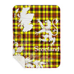 Scotstee Shop - Tartan Blanket Thistle and Lion Scottish Clan Jardine Yellow Plaid Blanket - Sherpa Blanket