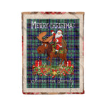 Personalized Gift Plaid Tartan Blanket Clan Stevenson With Moose Lover Xmas Gift Santa Riding Christmas Fleece Blanket