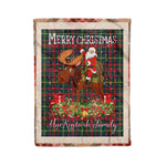 Personalized Gift Plaid Tartan Blanket Clan MacKintosh Hunting Modern With Moose Lover Xmas Gift Santa Riding Christmas Fleece Blanket