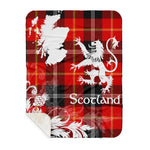 Sherpa Blanket - Tartan Blanket Thistle and Lion Scottish Clan Marjoribanks Plaid Blanket, plaid sherpa blanket queen,purple sherpa blanket,queen sherpa blanket,queen size sherpa blanket,red sherpa blanket,scottish tartan blankets,sherpa blanket,sherpa christmas blanket