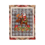 Personalized Gift Plaid Tartan Blanket Clan Borthwick With Moose Lover Xmas Gift Santa Riding Christmas Fleece Blanket