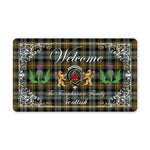 Doormat - Welcome Mat Scottish Clan Farquharson Weathered Tartan Door Mat, Plaid Doormat With Thistle and Two Lion Scottish