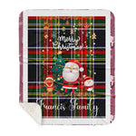 Personalized Gift Tartan Plaid Blanket Clan Francis With Funny Santa Snowman Reindeer Merry Christmas Gift Sherpa Blanket, blue plaid sherpa blanket,blue tartan sherpa blanket,Buchan,buffalo plaid sherpa blanket,christmas sherpa blanket,Christmas Throw Blanket