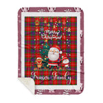 Personalized Gift Tartan Plaid Blanket Clan Fraser With Funny Santa Snowman Reindeer Merry Christmas Gift Sherpa Blanket, blue plaid sherpa blanket,blue tartan sherpa blanket,Buchan,buffalo plaid sherpa blanket,christmas sherpa blanket,Christmas Throw Blanket
