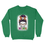 Standard Crew Neck Sweatshirt - Spooky Mama Messy Bun Skull Halloween Costume Momster Witchy Women Spooky Halloween Mommy - Scotstee Shop