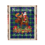 Personalized Gift Plaid Tartan Blanket Clan Hamilton Hunting With Moose Lover Xmas Gift Santa Riding Christmas Fleece Blanket