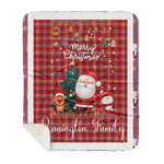 Personalized Gift Tartan Plaid Blanket Clan Pennington With Funny Santa Snowman Reindeer Merry Christmas Gift Sherpa Blanket, blue plaid sherpa blanket,blue tartan sherpa blanket,Buchan,buffalo plaid sherpa blanket,christmas sherpa blanket,Christmas Throw Blanket