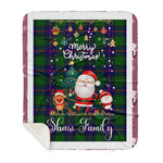 Personalized Gift Tartan Plaid Blanket Clan Shaw Modern With Funny Santa Snowman Reindeer Merry Christmas Gift Sherpa Blanket, blue plaid sherpa blanket,blue tartan sherpa blanket,Buchan,buffalo plaid sherpa blanket,christmas sherpa blanket,Christmas Throw Blanket