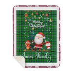 Personalized Gift Tartan Plaid Blanket Clan Innes Hunting With Funny Santa Snowman Reindeer Merry Christmas Gift Sherpa Blanket, blue plaid sherpa blanket,blue tartan sherpa blanket,Buchan,buffalo plaid sherpa blanket,christmas sherpa blanket,Christmas Throw Blanket