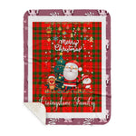 Personalized Gift Tartan Plaid Blanket Clan Livingstone Modern With Funny Santa Snowman Reindeer Merry Christmas Gift Sherpa Blanket, blue plaid sherpa blanket,blue tartan sherpa blanket,Buchan,buffalo plaid sherpa blanket,christmas sherpa blanket,Christmas Throw Blanket