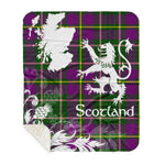 Sherpa Blanket - Tartan Blanket Thistle and Lion Scottish Clan Taylor Plaid Blanket, plaid sherpa blanket queen,purple sherpa blanket,queen sherpa blanket,queen size sherpa blanket,red sherpa blanket,scottish tartan blankets,sherpa blanket,sherpa christmas blanket