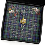 To My Beautiful Soulmate Sunflower Necklace In Your Eyes I Have Found My Home Clan MacKenzie Modern Blue Tartan Jewelry For Girlfriend, Tartan Sunflower Pendant Necklace, Scottish Tartan Jewelry, valentine necklace, necklace girlfriend, necklace for wife, cute necklaces for girlfriend, jewelry for girlfriend, to my soulmate necklace, to my future wife necklace