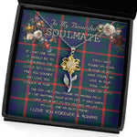 To My Beautiful Soulmate Sunflower Necklace In Your Eyes I Have Found My Home Clan Agnew Tartan Jewelry For Girlfriend, Tartan Sunflower Pendant Necklace, Scottish Tartan Jewelry, valentine necklace, necklace girlfriend, necklace for wife, cute necklaces for girlfriend, jewelry for girlfriend, to my soulmate necklace, to my future wife necklace