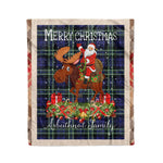 Personalized Gift Plaid Tartan Blanket Clan Arbuthnot With Moose Lover Xmas Gift Santa Riding Christmas Fleece Blanket