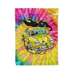 Scotstee Shop - Scotstee Shop Blanket Aliens Wagon Tie Dye Hippie Rainbow Fleece Blanket