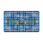 Doormat - Welcome Mat Scottish Clan Elliot Ancient Tartan Door Mat, Plaid Doormat With Thistle and Two Lion Scottish