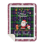 Personalized Gift Tartan Plaid Blanket Clan Inglis With Funny Santa Snowman Reindeer Merry Christmas Gift Sherpa Blanket, blue plaid sherpa blanket,blue tartan sherpa blanket,Buchan,buffalo plaid sherpa blanket,christmas sherpa blanket,Christmas Throw Blanket