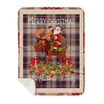 Personalized Gift Plaid Tartan Blanket Clan MacPherson Hunting Ancient With Moose Lover Xmas Gift Santa Riding Plaid Christmas Sherpa Blanket