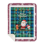 Personalized Gift Tartan Plaid Blanket Clan Gunn Ancient With Funny Santa Snowman Reindeer Merry Christmas Gift Sherpa Blanket, blue plaid sherpa blanket,blue tartan sherpa blanket,Buchan,buffalo plaid sherpa blanket,christmas sherpa blanket,Christmas Throw Blanket