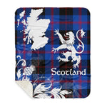 Sherpa Blanket - Tartan Blanket Thistle and Lion Scottish Clan Angus Modern Plaid Blanket, plaid sherpa blanket queen,purple sherpa blanket,queen sherpa blanket,queen size sherpa blanket,red sherpa blanket,scottish tartan blankets,sherpa blanket,sherpa christmas blanket
