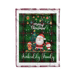 Personalized Gift Tartan Plaid Blanket Clan Kirkcaldy With Funny Santa Snowman Reindeer Merry Christmas Fleece Blanket, Home Living Room, Plaid Blanket, Tartan Blanket, Scottish Blanket, Buffalo fleece blanket, Christmas Blanket
