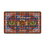 Doormat - Welcome Mat Scottish Clan Cameron Of Lochiel Ancient Tartan Door Mat, Plaid Doormat With Thistle and Two Lion Scottish