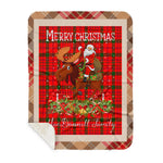 Personalized Gift Plaid Tartan Blanket Clan MacDonnell Of Keppoch Modern With Moose Lover Xmas Gift Santa Riding Buffalo Plaid Christmas Sherpa Blanket