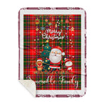 Personalized Gift Tartan Plaid Blanket Clan Somerville With Funny Santa Snowman Reindeer Merry Christmas Gift Sherpa Blanket, blue plaid sherpa blanket,blue tartan sherpa blanket,Buchan,buffalo plaid sherpa blanket,christmas sherpa blanket,Christmas Throw Blanket
