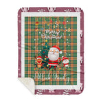 Personalized Gift Tartan Plaid Blanket Clan Pollock Hunting With Funny Santa Snowman Reindeer Merry Christmas Gift Sherpa Blanket, blue plaid sherpa blanket,blue tartan sherpa blanket,Buchan,buffalo plaid sherpa blanket,christmas sherpa blanket,Christmas Throw Blanket