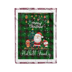 Personalized Gift Tartan Plaid Blanket Clan Halkett With Funny Santa Snowman Reindeer Merry Christmas Fleece Blanket, Christmas Blanket, Plaid Blanket, Tartan Blanket,Scottish Blanket