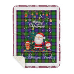 Personalized Gift Tartan Plaid Blanket Clan MacBrayne With Funny Santa Snowman Reindeer Merry Christmas Gift Sherpa Blanket, blue plaid sherpa blanket,blue tartan sherpa blanket,Buchan,buffalo plaid sherpa blanket,christmas sherpa blanket,Christmas Throw Blanket
