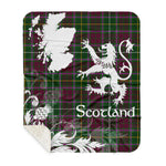Sherpa Blanket - Tartan Blanket Thistle and Lion Scottish Clan Carruthers Plaid Blanket, plaid sherpa blanket queen,purple sherpa blanket,queen sherpa blanket,queen size sherpa blanket,red sherpa blanket,scottish tartan blankets,sherpa blanket,sherpa christmas blanket