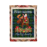 Personalized Gift Plaid Tartan Blanket Clan MacKie With Moose Lover Xmas Gift Santa Riding Christmas Fleece Blanket