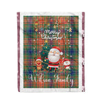 Personalized Gift Tartan Plaid Blanket Clan Wilson With Funny Santa Snowman Reindeer Merry Christmas Fleece Blanket, Home Living Room, Plaid Blanket, Tartan Blanket, Scottish Blanket, Buffalo fleece blanket, Christmas Blanket