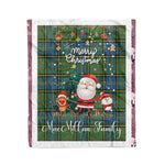 Personalized Gift Tartan Plaid Blanket Clan MacMillan Hunting Ancient With Funny Santa Snowman Reindeer Merry Christmas Fleece Blanket, Home Living Room, Plaid Blanket, Tartan Blanket, Scottish Blanket, Buffalo fleece blanket, Christmas Blanket