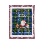 Personalized Gift Tartan Plaid Blanket Clan MacKenzie Modern With Funny Santa Snowman Reindeer Merry Christmas Fleece Blanket, Home Living Room, Plaid Blanket, Tartan Blanket, Scottish Blanket, Buffalo fleece blanket, Christmas Blanket