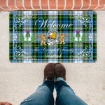 Doormat - Welcome Mat Scottish Clan Badge Campbell Dress Tartan Door Mat, Plaid Doormat With Thistle and Two Lion Scottish