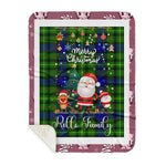 Personalized Gift Tartan Plaid Blanket Clan Rollo With Funny Santa Snowman Reindeer Merry Christmas Gift Sherpa Blanket, blue plaid sherpa blanket,blue tartan sherpa blanket,Buchan,buffalo plaid sherpa blanket,christmas sherpa blanket,Christmas Throw Blanket