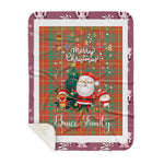 Personalized Gift Tartan Plaid Blanket Clan Bruce Ancient With Funny Santa Snowman Reindeer Merry Christmas Gift Sherpa Blanket, blue plaid sherpa blanket,blue tartan sherpa blanket,Buchan,buffalo plaid sherpa blanket,christmas sherpa blanket,Christmas Throw Blanket