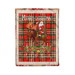 Personalized Gift Plaid Tartan Blanket Clan MacGill With Moose Lover Xmas Gift Santa Riding Christmas Fleece Blanket