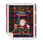 Personalized Gift Tartan Plaid Blanket Clan Tennant With Funny Santa Snowman Reindeer Merry Christmas Gift Sherpa Blanket, blue plaid sherpa blanket,blue tartan sherpa blanket,Buchan,buffalo plaid sherpa blanket,christmas sherpa blanket,Christmas Throw Blanket