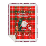 Personalized Gift Tartan Plaid Blanket Clan Duke Of Rothesay With Funny Santa Snowman Reindeer Merry Christmas Gift Sherpa Blanket, blue plaid sherpa blanket,blue tartan sherpa blanket,Buchan,buffalo plaid sherpa blanket,christmas sherpa blanket,Christmas Throw Blanket