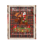 Personalized Gift Plaid Tartan Blanket Clan Cumming Hunting Weathered With Moose Lover Xmas Gift Santa Riding Christmas Fleece Blanket