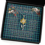 To My Beautiful Soulmate Sunflower Necklace In Your Eyes I Have Found My Home Clan Miller Tartan Jewelry For Girlfriend, Tartan Sunflower Pendant Necklace, Scottish Tartan Jewelry, valentine necklace, necklace girlfriend, necklace for wife, cute necklaces for girlfriend, jewelry for girlfriend, to my soulmate necklace, to my future wife necklace