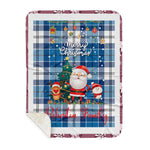 Personalized Gift Tartan Plaid Blanket Clan Roberton With Funny Santa Snowman Reindeer Merry Christmas Gift Sherpa Blanket, blue plaid sherpa blanket,blue tartan sherpa blanket,Buchan,buffalo plaid sherpa blanket,christmas sherpa blanket,Christmas Throw Blanket