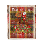 Personalized Gift Plaid Tartan Blanket Clan Buchanan Old Set Weathered With Moose Lover Xmas Gift Santa Riding Christmas Fleece Blanket