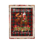 Personalized Gift Plaid Tartan Blanket Clan Carr With Moose Lover Xmas Gift Santa Riding Christmas Fleece Blanket
