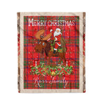 Personalized Gift Plaid Tartan Blanket Clan Ross Modern With Moose Lover Xmas Gift Santa Riding Christmas Fleece Blanket